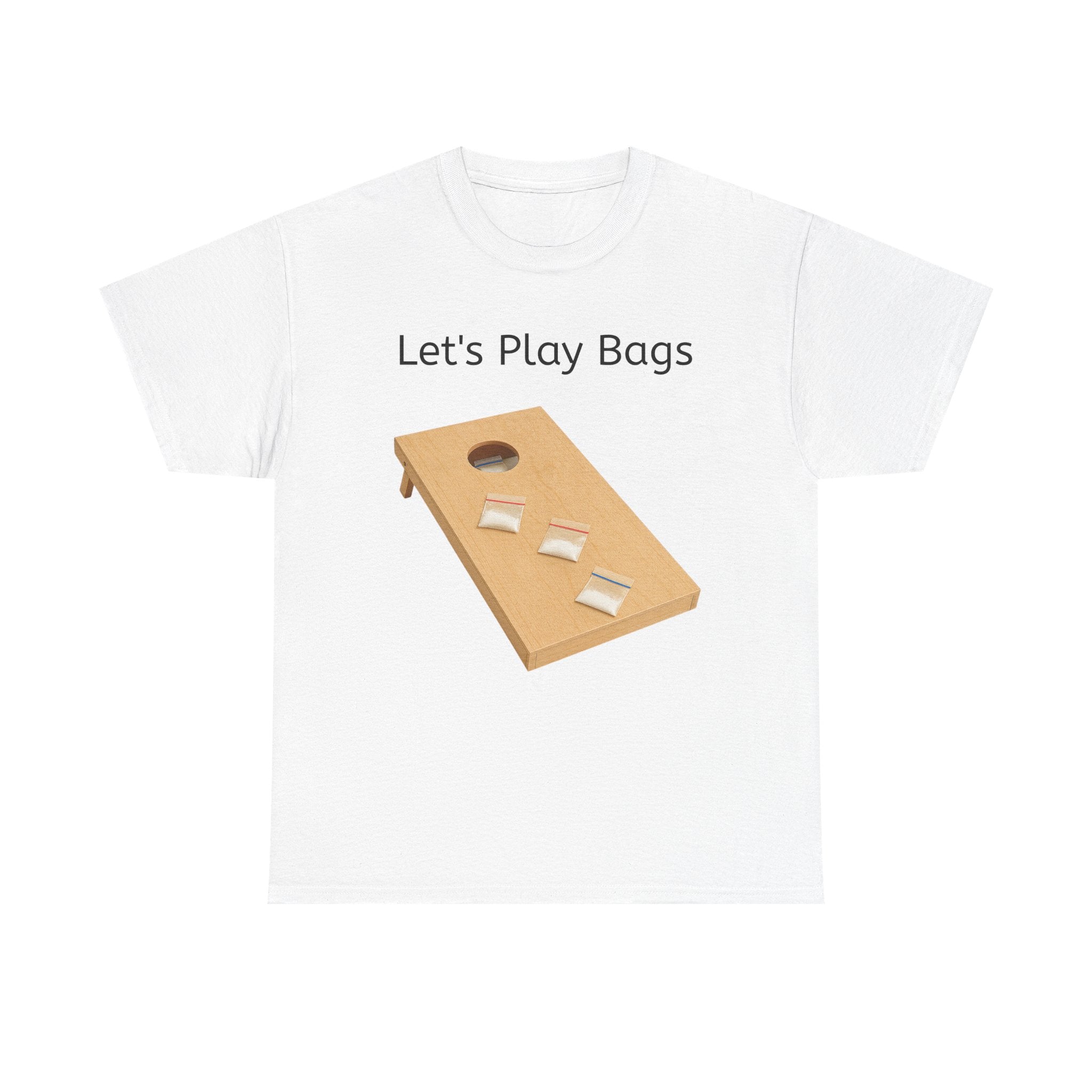 Unisex Heavy Cotton Tee: Let's Play Bags T-Shirt, Cornhole Game Shirt, Casual Wear, Fun Gift, Summer BBQ Apparel